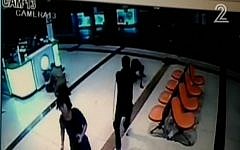Security camera footage showing an Eritrean man being shot in the Beersheba central bus station on October 18, 2015, after he was thought to be a terrorist. (screen capture: Channel 2)