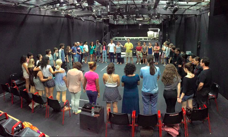 The playwrights, directors, producers and actors of Tel Aviv University's SmallBama Festival (Courtesy Mika Kushlevitch)