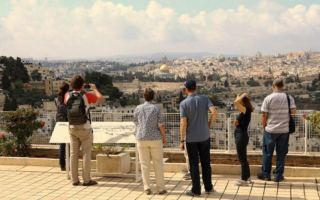 Looking out at Jerusalem on a tour at Brigham Young University’s Jerusalem Center (Shmuel Bar-Am)