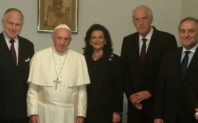 WJC President Ronald S. Lauder (L) with Pope Francis and WJC officials at the Vatican on October 28, 2015 (Courtesy WJC) WJC President Ronald S. Lauder (L) with Pope Francis and WJC officials at the Vatican on October 28, 2015 (Courtesy WJC)