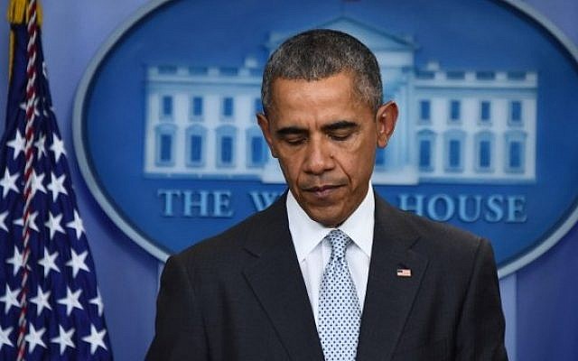 US President Barack Obama speaks to the press in Washington, DC on November 13, 2015, after being informed about a series of deadly attacks that rocked Paris (Jim Watson/AFP)