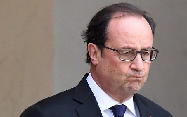 French President Francois Hollande at the Elysee palace in Paris, November 17, 2015. (AFP/DOMINIQUE FAGET) French President Francois Hollande at the Elysee palace in Paris, November 17, 2015. (AFP/DOMINIQUE FAGET)