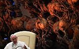 Pope Francis speaks during an audience to participants at the conference "Educating today and tomorrow" at the Paul VI audience hall, November 21, 2015 at the Vatican. (AFP/GABRIEL BOUYS)