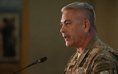 Commander of U.S. and NATO forces in Afghanistan, General John F. Campbell speaks during a press conference at Resolute Support headquarters in Kabul on November 25, 2015. (AFP PHOTO/Massoud HOSSAINI/POOL / AFP / POOL / MASSOUD HOSSAINI) Commander of U.S. and NATO forces in Afghanistan, General John F. Campbell speaks during a press conference at Resolute Support headquarters in Kabul on November 25, 2015. (AFP PHOTO/Massoud HOSSAINI/POOL / AFP / POOL / MASSOUD HOSSAINI)