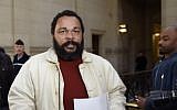 Controversial comic Dieudonne M'bala M'bala arriving at a Paris courthouse,  March 12, 2015. (AFP PHOTO / LOIC VENANCE)