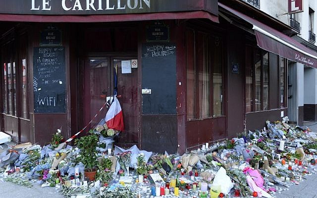 Flowers, notes and candles seen on November 15, 2015, at a memorial site outside the Carillon Bar, in the 10th District of Paris, for victims of the terrorist attacks in Paris, France, on November 13, 2015. (AFP/Bertrand Guay, File) Flowers, notes and candles seen on November 15, 2015, at a memorial site outside the Carillon Bar, in the 10th District of Paris, for victims of the terrorist attacks in Paris, France, on November 13, 2015. (AFP/Bertrand Guay, File)