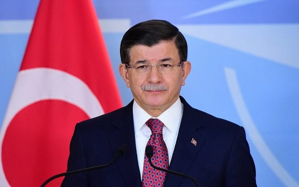 Turkish Prime Minister Ahmet Davutoglu speaks during a press conference at the NATO headquarters on November 30, 2015 in Brussels. (Emmanuel Dunand/AFP)