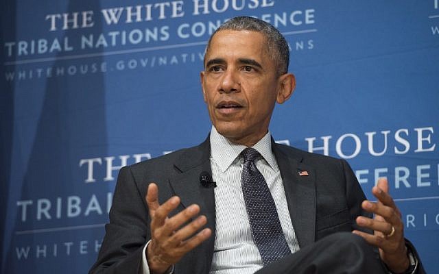 US President Barack Obama speaks during the 2015 White House Tribal Nations Conference in Washington, DC, November 5, 2015. (AFP/Saul Loeb) US President Barack Obama speaks during the 2015 White House Tribal Nations Conference in Washington, DC, November 5, 2015. (AFP/Saul Loeb)