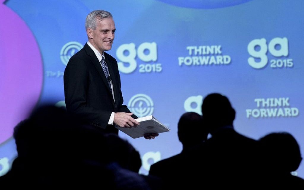White House Chief of Staff Dennis McDonough arrives to address the Jewish Federations of North America's 2015 General Assembly November 10, 2015 in Washington, DC. (AFP/BRENDAN SMIALOWSKI)