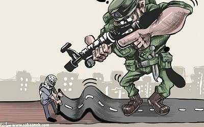 A cartoon posted to Facebook by the principle cartoonist of the Palestinian Authority daily Al-Hayat al-Jadida, Mohammad Sabaaneh, November 3, 2015. (screen capture/Facebook)
