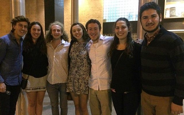 Australian students on gap year program in Israel attend wedding of Sarah Techiya Litman and Ariel Biegel. Jerusalem, November 26, 2015. (Renee Ghert-Zand/TOI)