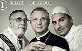 Rabbi Albert Guigui appears on new Belgian stamp along with Imam Khalid Benhaddou and Bishop  Johan Bonny. (Bpost/Lieve Blancquaert)