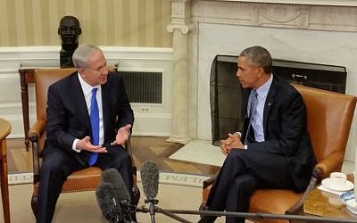 Prime Minister Benjamin Netanyahu meets with US President Barack Obama in the White House on November 9, 2015 (Raphael Ahren/Times of Israel)