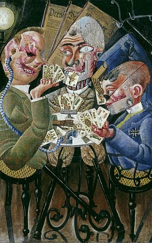 Dix, Otto. Die Skatspieler, 1920 Oil on canvas, collage Staatliche Museen zu Berlin, Nationalgalerie © VG Bild- Kunst, Bonn, 2015 