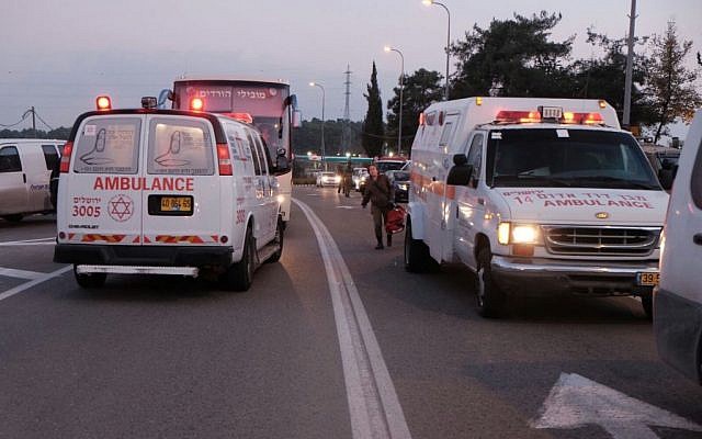 Pictures from the scene of a shooting attack in the Etzion bloc in the West Bank on November 19, 2015. (Magen David Adom) Pictures from the scene of a shooting attack in the Etzion bloc in the West Bank on November 19, 2015. (Magen David Adom)