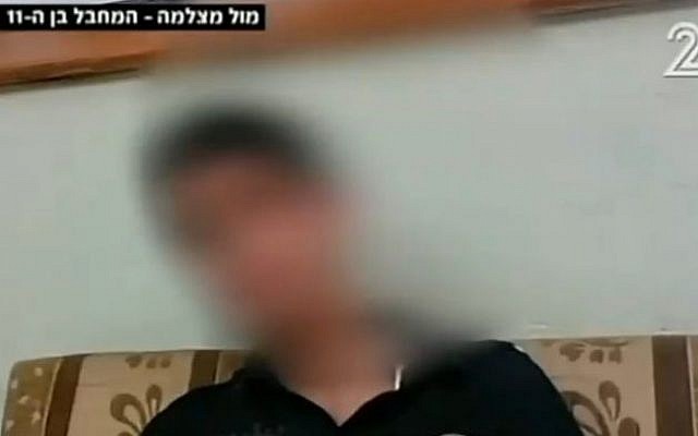 Ayin, 11, who stabbed a security guard on Jerusalem's light rail on November 10, in a Channel 2 interview on November 26, 2015 (Channel 2 screenshot)