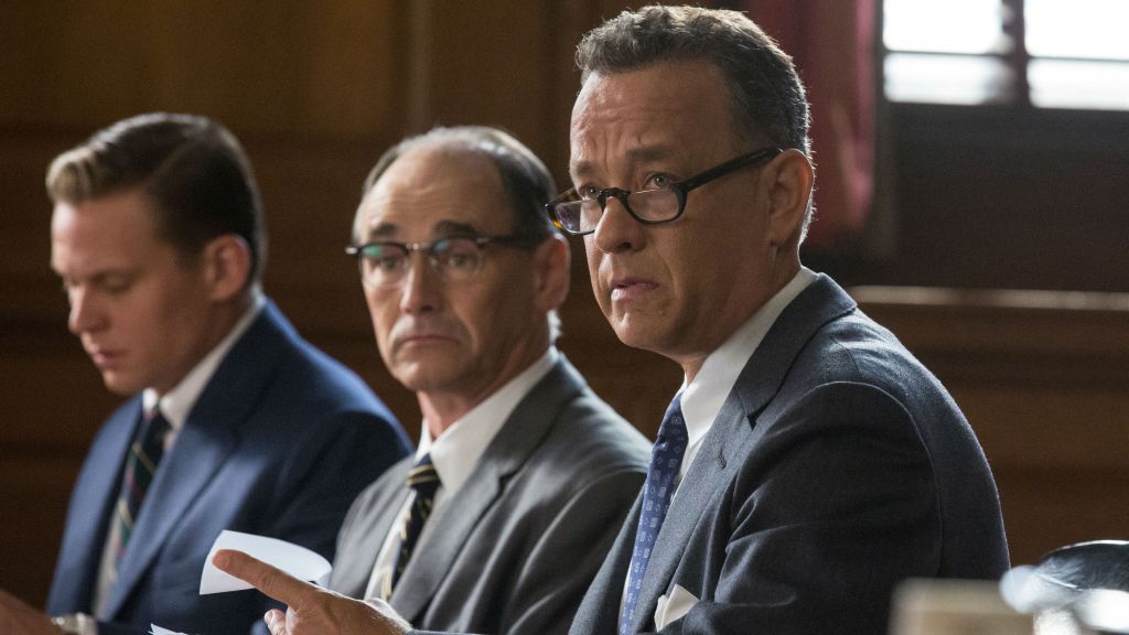 In this image released by Disney, Tom Hanks, from right, Mark Rylance and Billy Magnusson appear in a scene from the film, 'Bridge of Spies.' (Jaap Buitendijk/DreamWorks Pictures/Fox 2000 Pictures via AP) In this image released by Disney, Tom Hanks, from right, Mark Rylance and Billy Magnusson appear in a scene from the film, 'Bridge of Spies.' (Jaap Buitendijk/DreamWorks Pictures/Fox 2000 Pictures via AP)