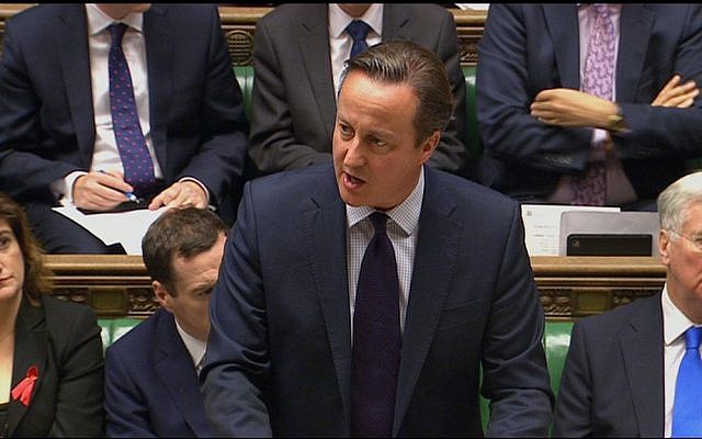 British Prime Minister David Cameron addresses lawmakers in the House of Commons, London, making his case for airstrikes against the Islamic State group in Syria, November. 26, 2015. (AP/Parliamentary Recording Unit, via AP video) 