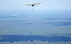 An Israeli 'Shimshon' C-130 transport aircraft flies over the southern United States during the 'Southern Strike' exercise on October 30, 2015. (Courtesy: IDF Spokesperson's Unit)