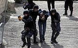 Illustrative: Palestinian police take part in a training session of the Palestinian special police force in the West Bank city of Ramallah in 2014. (Issam Rimawi/Flash90)