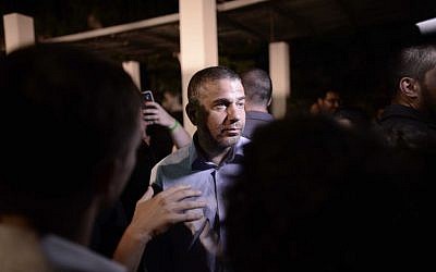 MK Yinon Magal seen at an anti-violence and anti-homophobia rally, attended by thousands, in Tel Aviv, August 1, 2015 (Photo by Tomer Neuberg/Flash90)