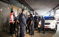 Israeli police at the scene of where two Israelis were killed and at least two others wounded in a stabbing attack in southern Tel Aviv , on November 19, 2015.  (Moti Karelitz/ZAKA TEL AVIV)