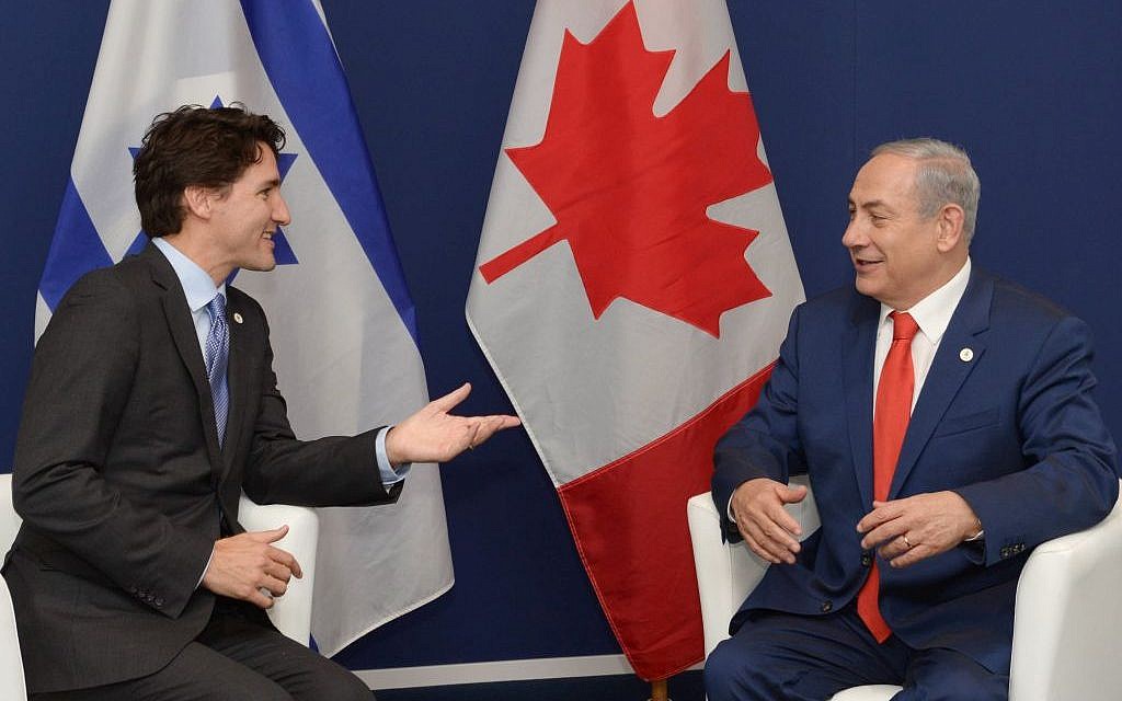 Prime Minister Benjamin Netanyahu meets with Canadian Prime Minister Justin Trudeau at the United Nations Climate Change Conference, in Le Bourget, outside Paris on November 30, 2015. (Amos Ben Gershom/GPO) Prime Minister Benjamin Netanyahu meets with Canadian Prime Minister Justin Trudeau at the United Nations Climate Change Conference, in Le Bourget, outside Paris on November 30, 2015. (Amos Ben Gershom/GPO)