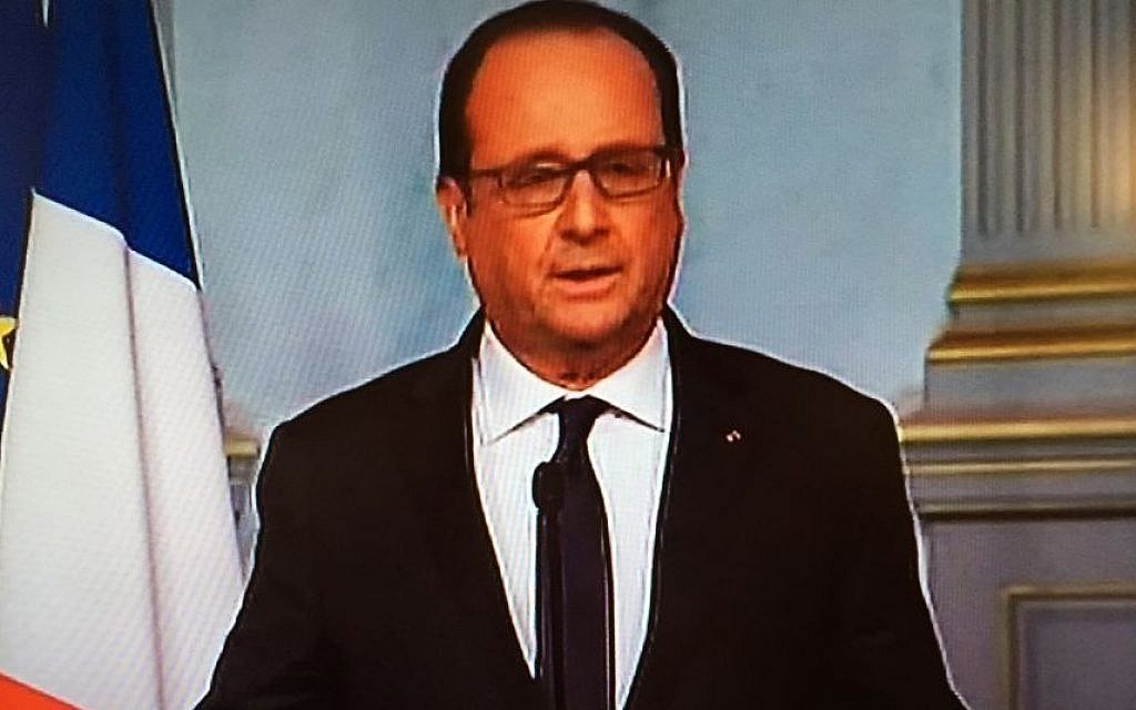 France's President Hollande declares a state of emergency amid multiple attacks in Paris, November 13, 2015 (France 24 screenshot)