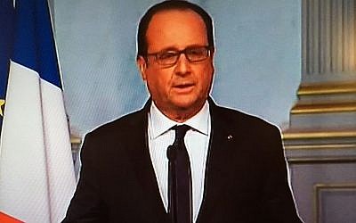 France's President Hollande declares a state of emergency amid multiple attacks in Paris, November 13, 2015 (France 24 screenshot)