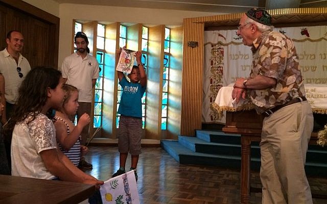 A pre-Simchat Torah celebration for children at the 100-year-old Nairobi Hebrew Congregation in October 2015. (courtesy Barbara Steenstrup/Nairobi Hebrew Congregation)