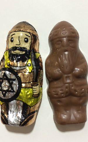 Chocolate Maccabee with Santa Claus inside. (ModernTribe.com)