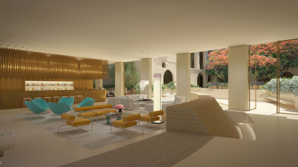 The planned lobby of the W Tel Aviv-Jaffa, where contemporary design will blend with 13th and 18th century finds (Courtesy W Tel Aviv-Jaffa)