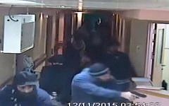 Image from a CCTV video released by al-Ahli Hospital in Hebron shows an arrest raid seeking a stabbing suspect by Israeli forces disguised in fake beards, November 12, 2015. (al-Ahli Hospital via AP)