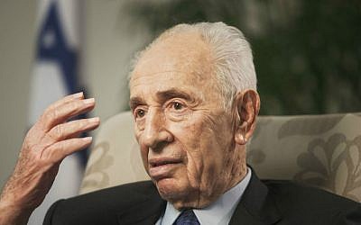 Former president Shimon Peres speaks during an interview with The Associated Press in Jerusalem, November 2, 2015. (AP/Dan Balilty)