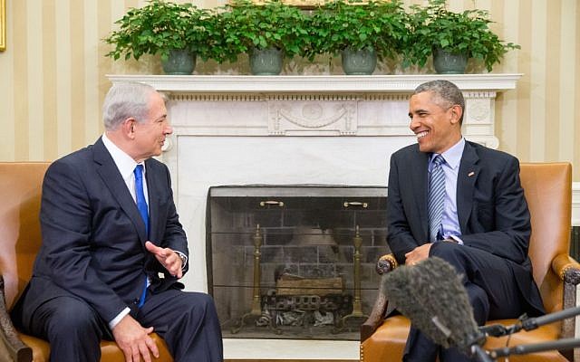 President Barack Obama (right) meets with Israeli Prime Minister Benjamin Netanyahu in the Oval Office of the White House in Washington, Monday, November 9, 2015. The president and prime minister sought to mend their fractured relationship during their meeting, the first time they have talked face-to-face in more than a year. (AP/Andrew Harnik) President Barack Obama (right) meets with Israeli Prime Minister Benjamin Netanyahu in the Oval Office of the White House in Washington, Monday, November 9, 2015. The president and prime minister sought to mend their fractured relationship during their meeting, the first time they have talked face-to-face in more than a year. (AP/Andrew Harnik)