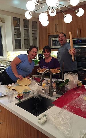 Jonathan JJ Wernick and his wife Rachael and Julie Fax (center) volunteer to bake for Pies for Prevention. (courtesy) Jonathan JJ Wernick and his wife Rachael and Julie Fax (center) volunteer to bake for Pies for Prevention. (courtesy)
