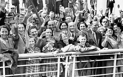 In this June 17, 1939 file photo, German Jewish refugees return to Antwerp, Belgium, aboard the St. Louis after they had been denied entrance to Cuba and the United States. (AP)