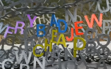 Highlighted lettering from Spillover II, Jaume Plensa (screenshot CBS58)