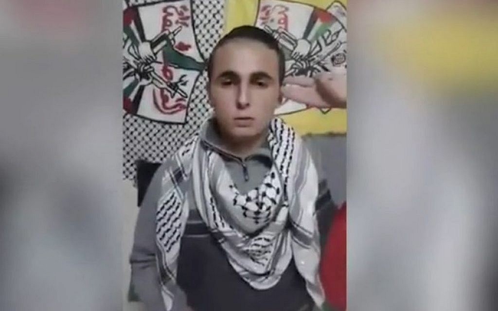 A still image from a clip posted on Facebook by a man claiming he is named Bara’a Issa, who says he carried out a stabbing attack in the West Bank on Friday, November 6, 2015, in which an Israeli man was seriously wounded. (Screen capture: Ynet) A still image from a clip posted on Facebook by a man claiming he is named Bara’a Issa, who says he carried out a stabbing attack in the West Bank on Friday, November 6, 2015, in which an Israeli man was seriously wounded. (Screen capture: Ynet)