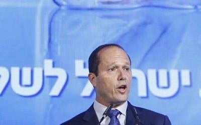 Jerusalem Mayor Nir Barkat speaks a conference by Haaretz newspaper in Tel Aviv on November 12, 2015 (Tomer Appelbaum/Israel Conference of Peace)