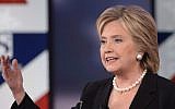 Democratic presidential hopeful Hillary Clinton speaks during the second Democratic presidential primary debate in Des Moines, Iowa, on November 14, 2015. (AFP/Mandel Ngan)