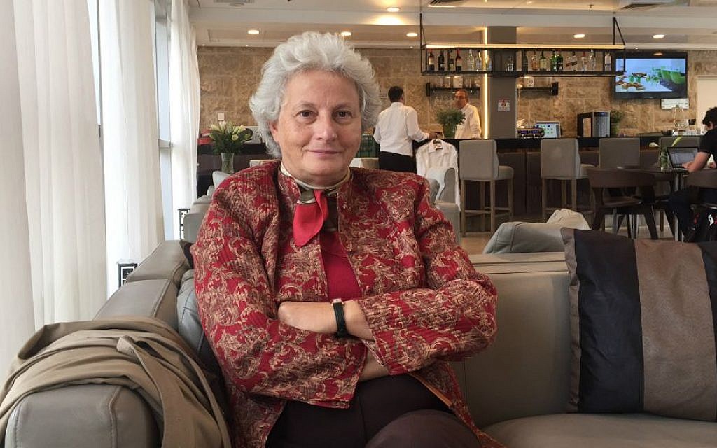 Dr. Diana Pinto sits in a lounge in Jerusalem's Yehuda Hotel following her keynote speech on Building Community Resilience in Times of Political and Social Unrest -- the European Perspective,' on November 5, 2015. (Amanda Borschel-Dan/The Times of Israel) Dr. Diana Pinto sits in a lounge in Jerusalem's Yehuda Hotel following her keynote speech on Building Community Resilience in Times of Political and Social Unrest -- the European Perspective,' on November 5, 2015. (Amanda Borschel-Dan/The Times of Israel)