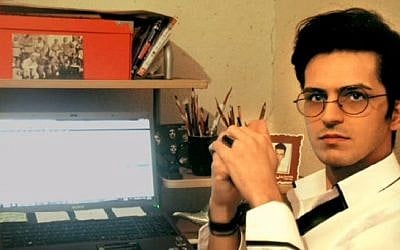 Exiled Iranian poet Payam Feili, in an undated image from a YouTube video in which Feili asks Israelis to help him in his bid to come visit Israel. (YouTube screenshot)