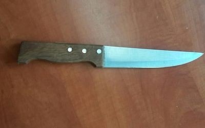 The knife confiscated from a Palestinian teen arrested near Hebron on November 20, 2015 over suspicions he planned to carry out a stabbing attack. (Photo credit: Israel Police)