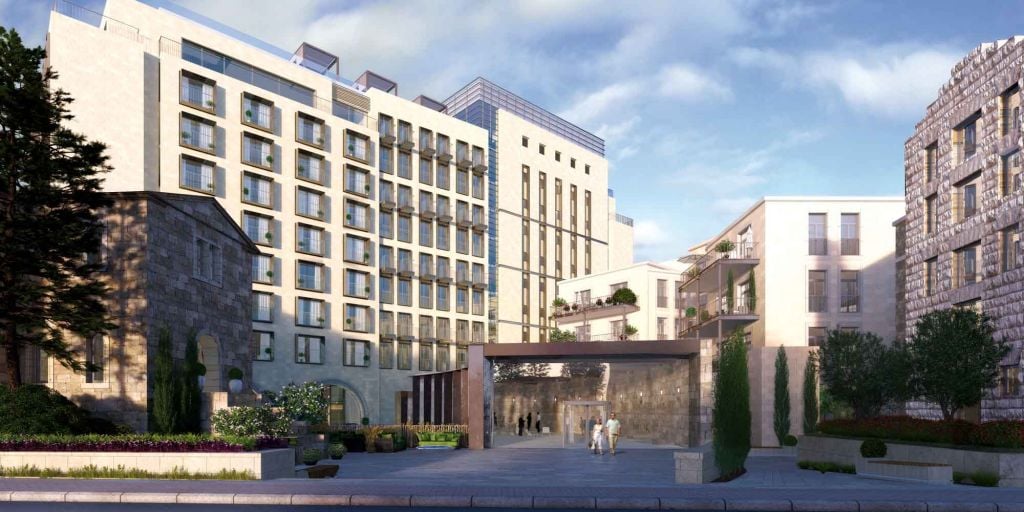 A rendered image of the planned Isrotel Jerusalem Residence, facing Emek Refaim Street in the German Colony (Courtesy Isrotel)