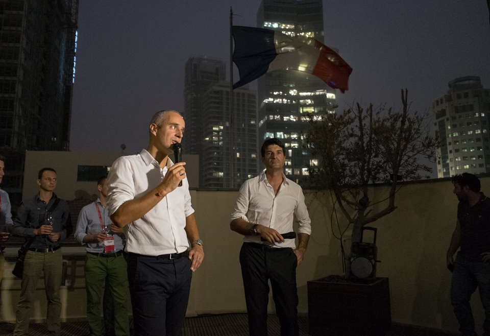 Josué with with the French ambassador to Israel in Tel Aviv in September (Facebook)