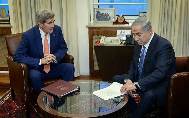 Prime Minister Benjamin Netanyahu with US Secretary of State John Kerry in Jerusalem, November 24, 2015. (Matty Stern/US Embassy Tel Aviv) Prime Minister Benjamin Netanyahu with US Secretary of State John Kerry in Jerusalem, November 24, 2015. (Matty Stern/US Embassy Tel Aviv)