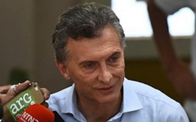 Mauricio Macri speaks to the press during runoff elections in Buenos Aires, Argentina, on November 22, 2015. (Amilcar Orfali/LatinContent/Getty Images/JTA) Mauricio Macri speaks to the press during runoff elections in Buenos Aires, Argentina, on November 22, 2015. (Amilcar Orfali/LatinContent/Getty Images/JTA)