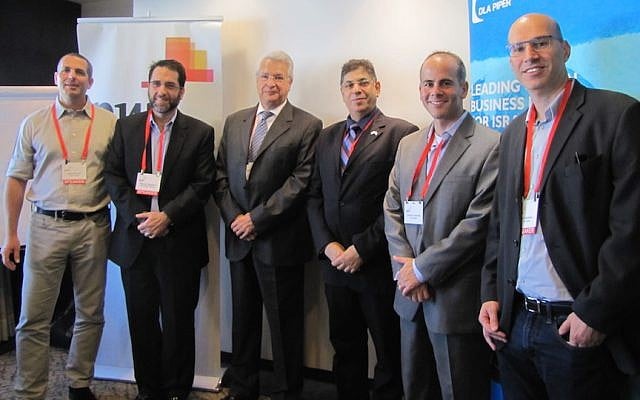 Speakers and guests at the Israel-Mexico business event in Tel Aviv, November 18, 2015. (From left to right): Rubi Suliman, technology leader at PwC Israel; Jeremy Lustman, head of the DLA Piper Israel operation; Gabriel Hayon, CEO of the Israel-Latin America Chamber of Commerce; Mexican Ambassador to Israel Benito Andion; Manuel Rajunov, tax partner at DLA Piper Mexico; and Ron Mazurik, senior tax manager at PwC Israel (Courtesy) Speakers and guests at the Israel-Mexico business event in Tel Aviv, November 18, 2015. (From left to right): Rubi Suliman, technology leader at PwC Israel; Jeremy Lustman, head of the DLA Piper Israel operation; Gabriel Hayon, CEO of the Israel-Latin America Chamber of Commerce; Mexican Ambassador to Israel Benito Andion; Manuel Rajunov, tax partner at DLA Piper Mexico; and Ron Mazurik, senior tax manager at PwC Israel (Courtesy)