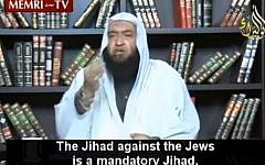 Amman-based cleric Abdullah el-Alawneh issues new ruling on Muslim jihad against Jews, November 3, 2015 (MEMRI screenshot)